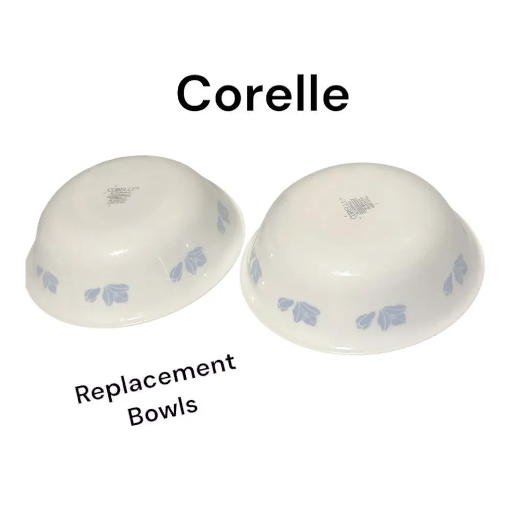 Corelle White and Blue bowls set of 2 vintage retired pattern replacement